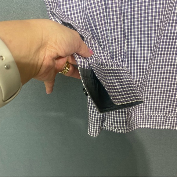 ERMENEGILDO ZEGNA XL Purple White Plaid Button Down Dress Shirt - Picture 6 of 13